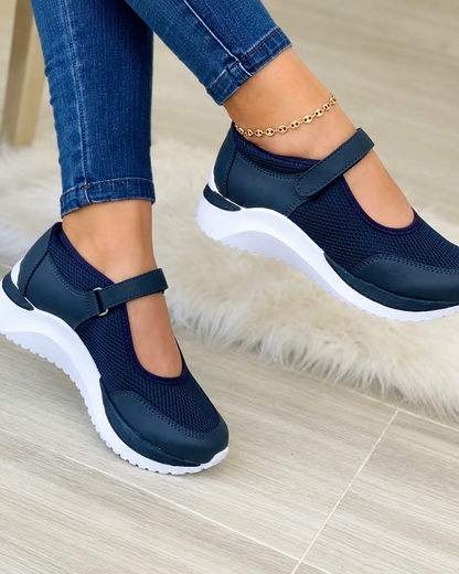 Kvinnors Sneakers Rundad Tå Stickad Tjock Sula