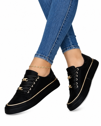 Damsneakers med Guldaccent