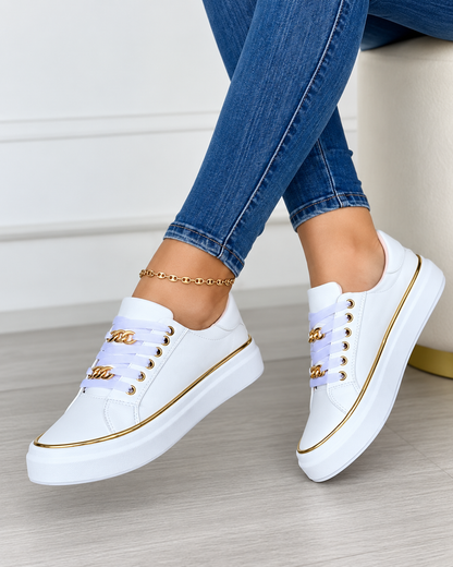 Damsneakers med Guldaccent