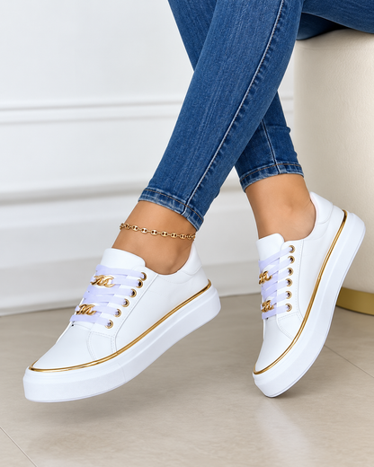 Damsneakers med Guldaccent