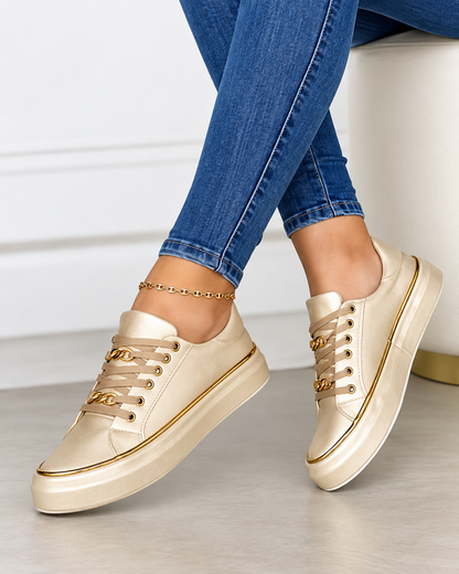 Damsneakers med Guldaccent