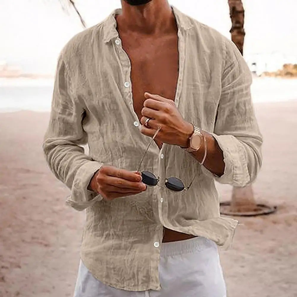 Variant image for Herr Linne Skjorta Andningsbar Casual Stil-19