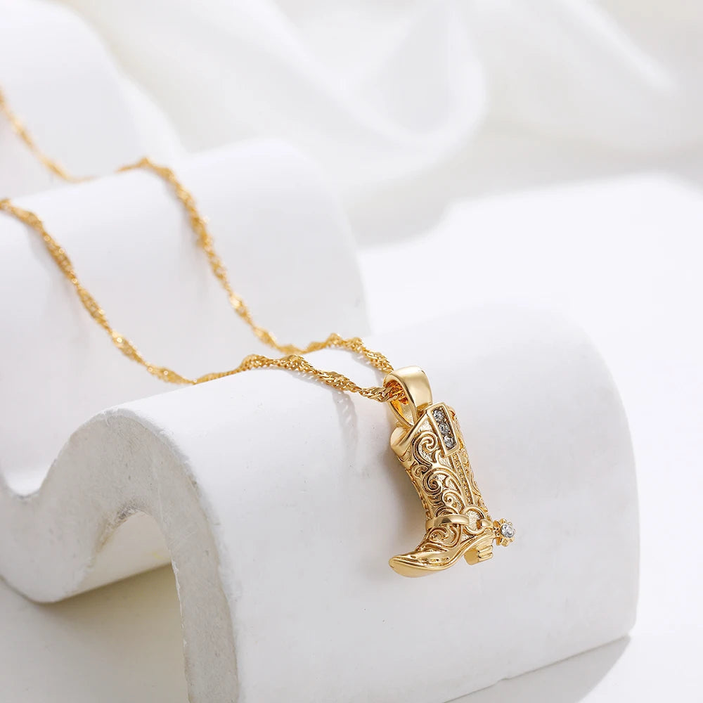 Cowboy Boot Halsband i Guld eller Silver 1