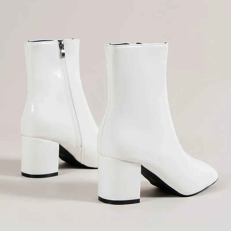 Dam Ankelboots Spetsig Tå med Blockklack och Sidodragkedja 3