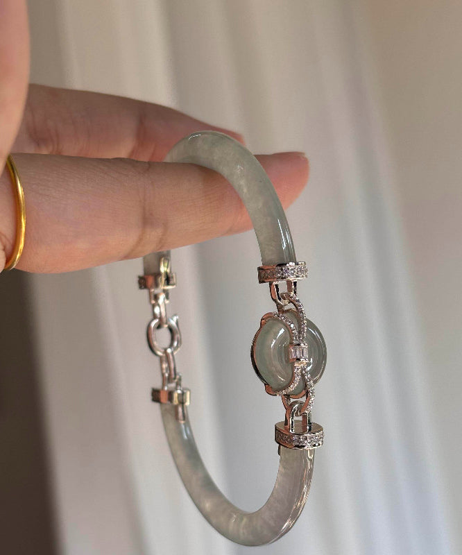 Dam Armband med Jadeinlägg och Cyanlegering Tidlös Design 4