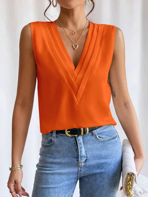 Dam Ärmlös Blus Tidlös Design för Formella och Avslappnade Tillfällen 8