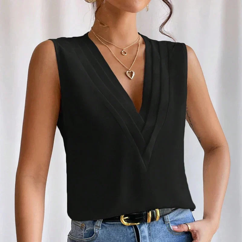 Dam Ärmlös Blus Tidlös Design för Formella och Avslappnade Tillfällen 9