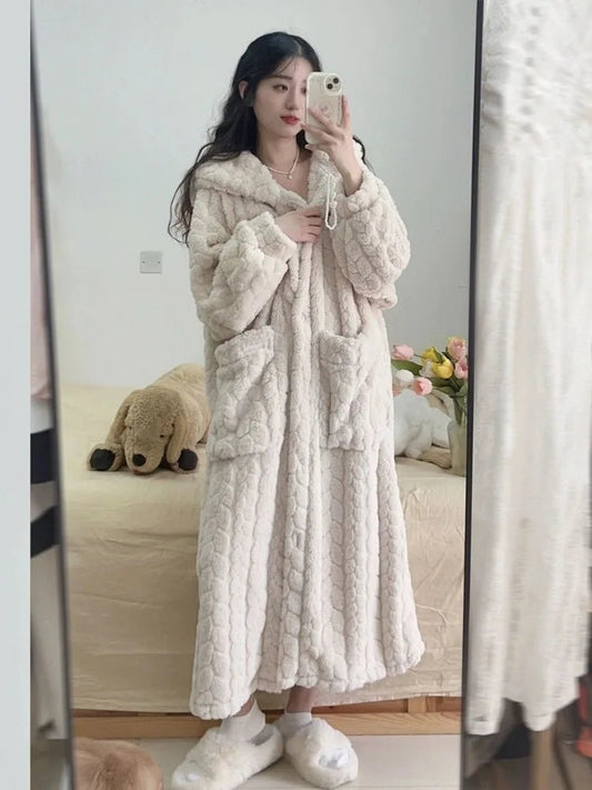 Dam Badjas Fleece Elegant och Bekväm 0