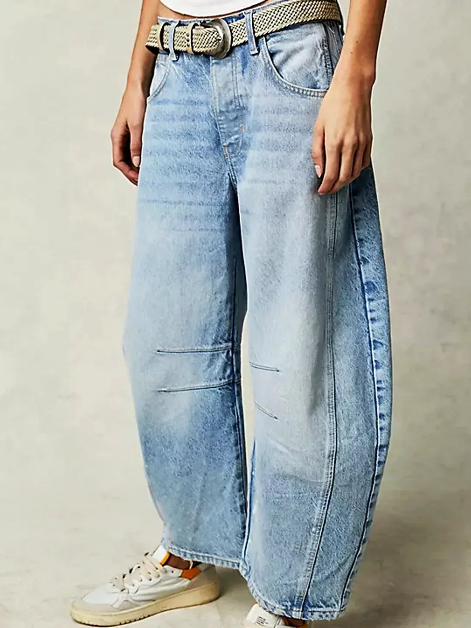 Dam Barrel Jeans Leopardmönster Med Medelhög Midja Bomull Elastan 8