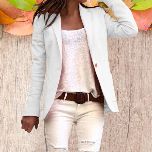 Dam Blazer Figursydd Revers Polyester med Långa Ärmar 0
