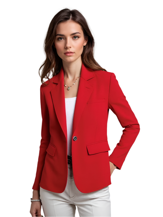Dam Blazer Modern Passform med Praktiska Fickor i Hållbart Material 0