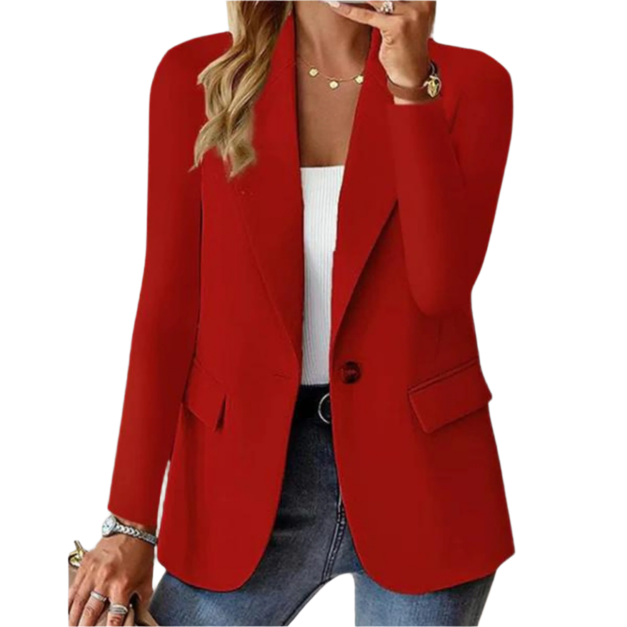 Dam Blazer Skräddarsydd Stil Mjuk Tyg med Strukturerade Axlar 0