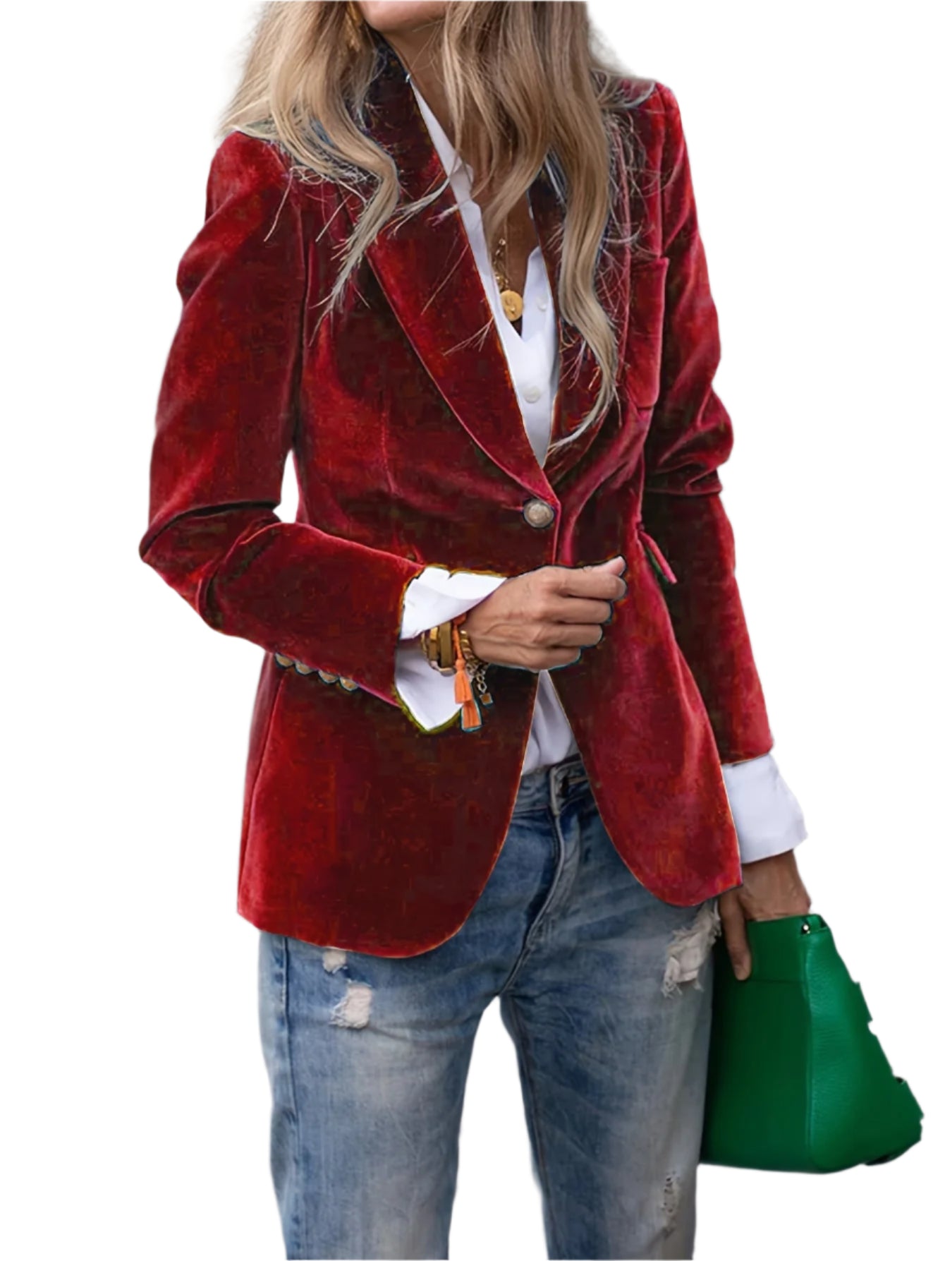 Dam Blazer i Sammet med Guldknappar 0