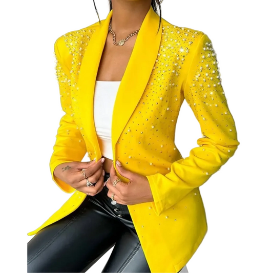 Dam Blazer med Pärldetaljer och Slimmad Passform 0