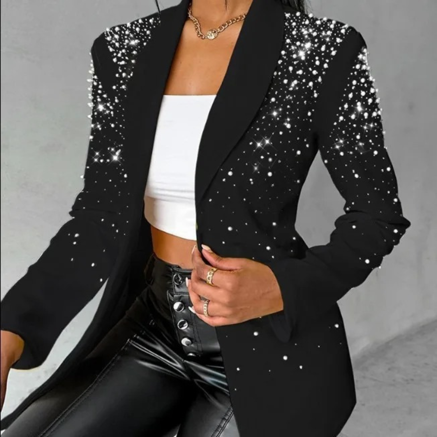 Dam Blazer med Pärldetaljer och Slimmad Passform 1