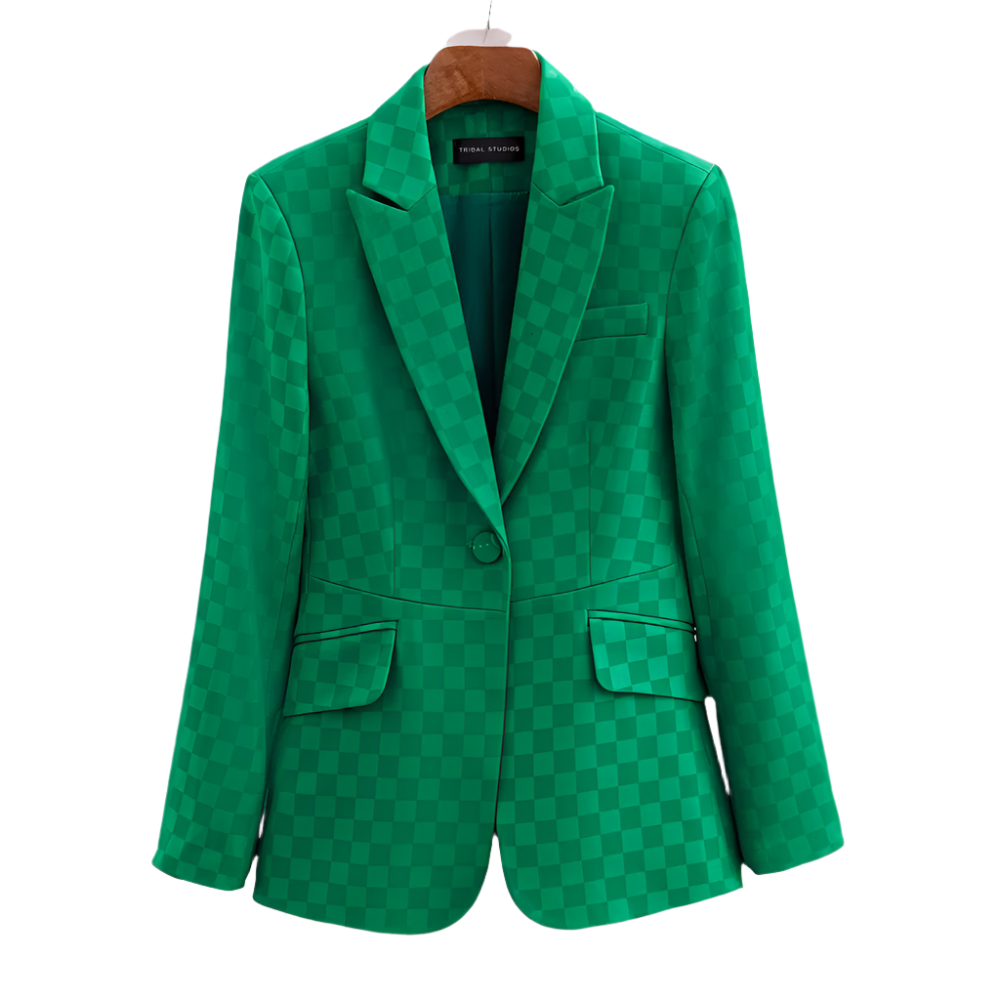 Dam Blazer med Rutig Design och Slim Fit 0