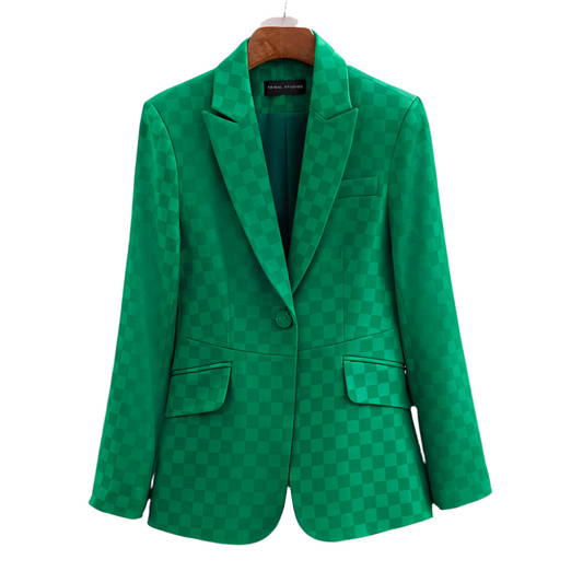 Dam Blazer med Rutig Design och Slim Fit 0