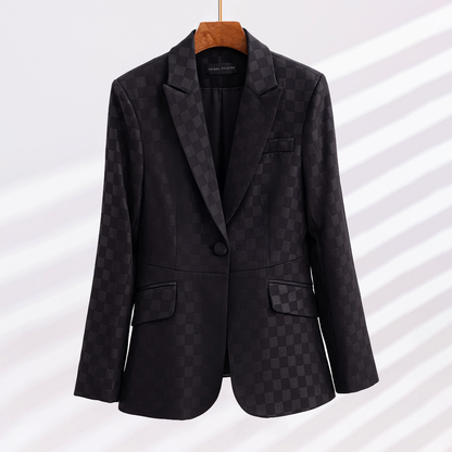 Dam Blazer med Rutig Design och Slim Fit 1