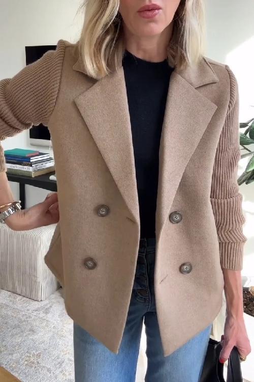 Dam Blazer med Stickade Ärmar Chic 1