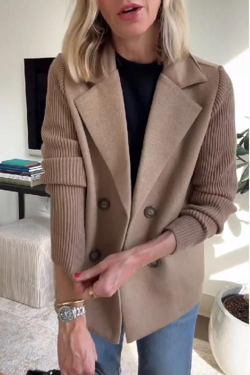 Dam Blazer med Stickade Ärmar Chic 2