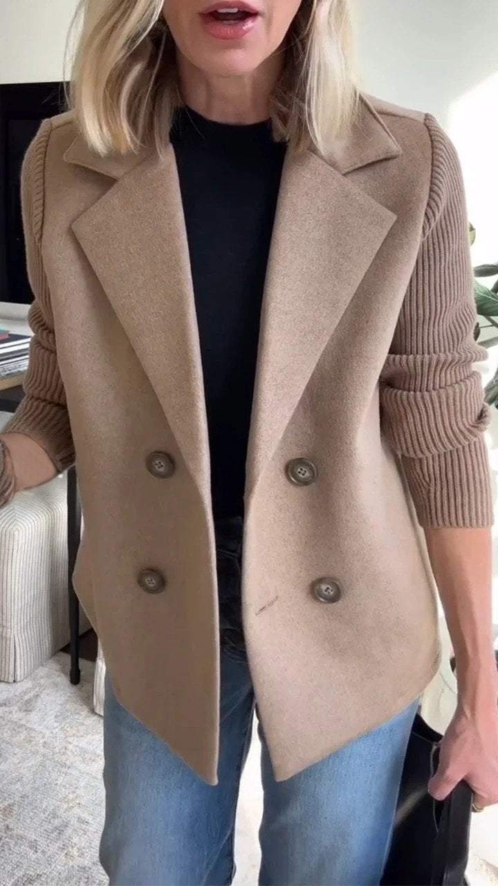Dam Blazer med Stickade Ärmar Chic 4