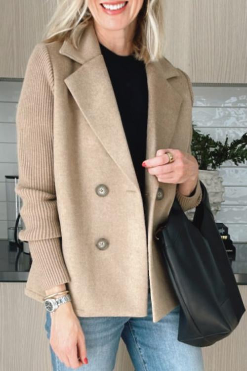 Dam Blazer med Stickade Ärmar Chic 5