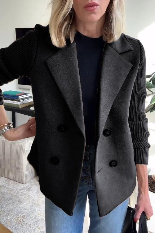 Dam Blazer med Stickade Ärmar Chic 6