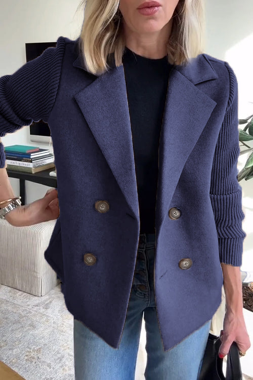 Dam Blazer med Stickade Ärmar Chic 8
