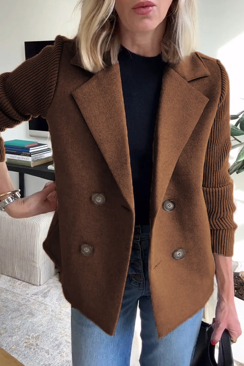 Dam Blazer med Stickade Ärmar Chic 9