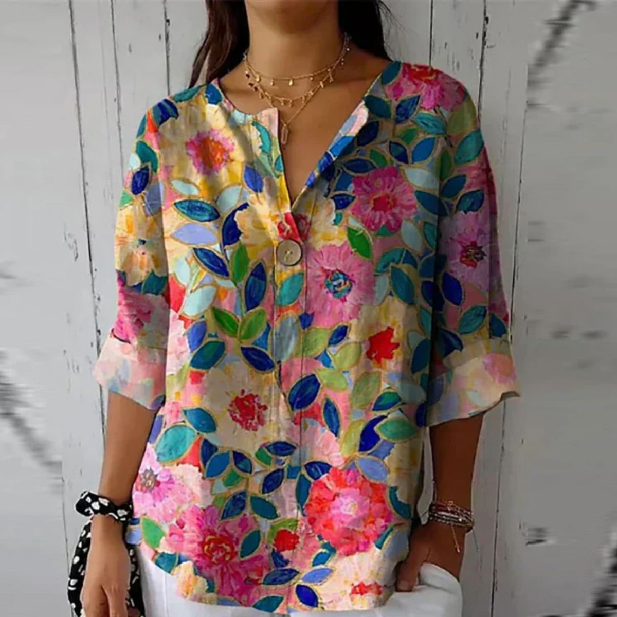 Dam Blus Blommönster Chic 4