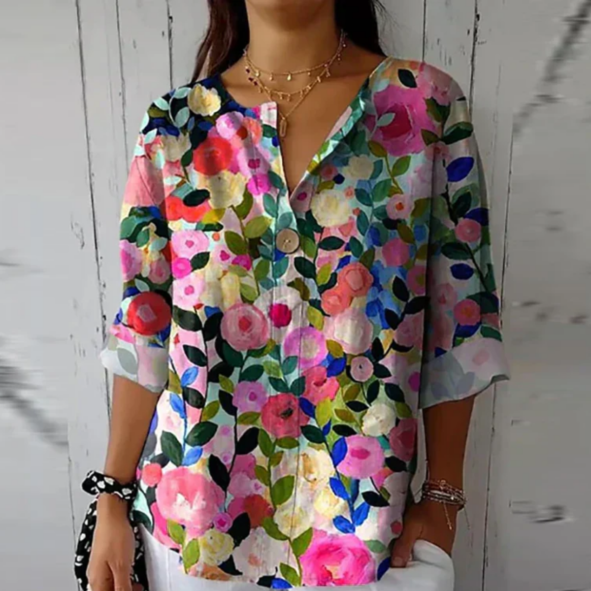 Dam Blus Blommönster Chic 5