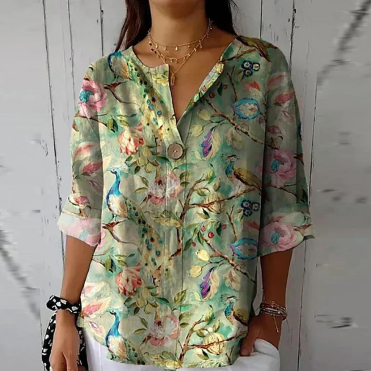 Dam Blus Blommönster Chic 6