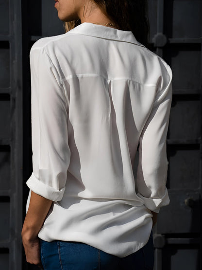 Dam Blus Långärmad V-Neck Polyester 3