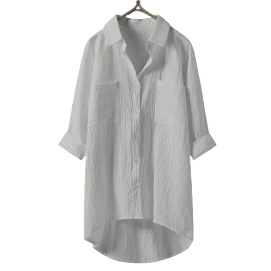 Dam Blus Med Knapplist Lång Ärmar Linne 0