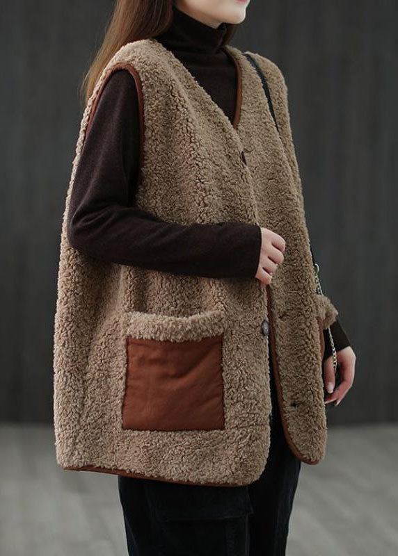 Dam Blus Västar med Knappfickor i Khaki 3