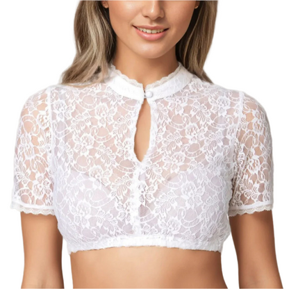 Dam Blus för Oktoberfest Vit Elegant 0