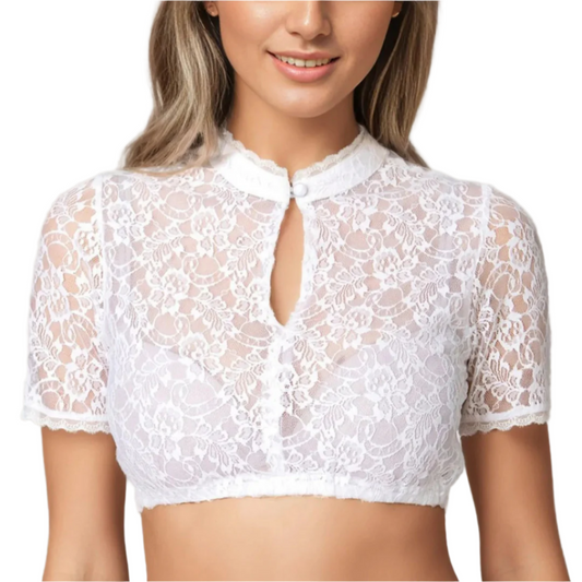 Dam Blus för Oktoberfest Vit Elegant 0