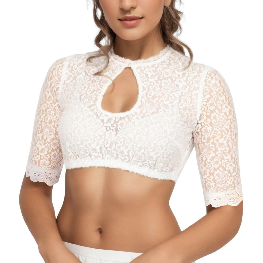 Dam Blus för Oktoberfest Vit Elegant 2