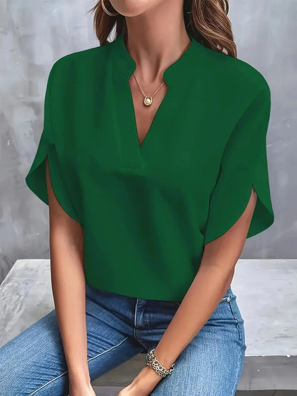 Dam Blus med Skräddarsydd Design och V-ringning 6