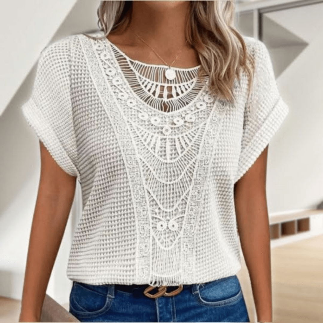 Dam Blus med Spetsdetaljer Tidlös Design 1