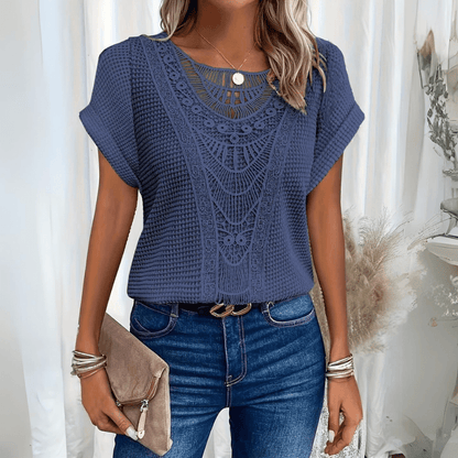 Dam Blus med Spetsdetaljer Tidlös Design 3