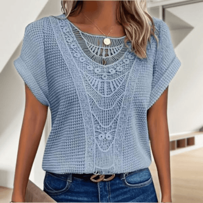 Dam Blus med Spetsdetaljer Tidlös Design 7