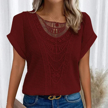 Dam Blus med Spetsdetaljer Tidlös Design 8