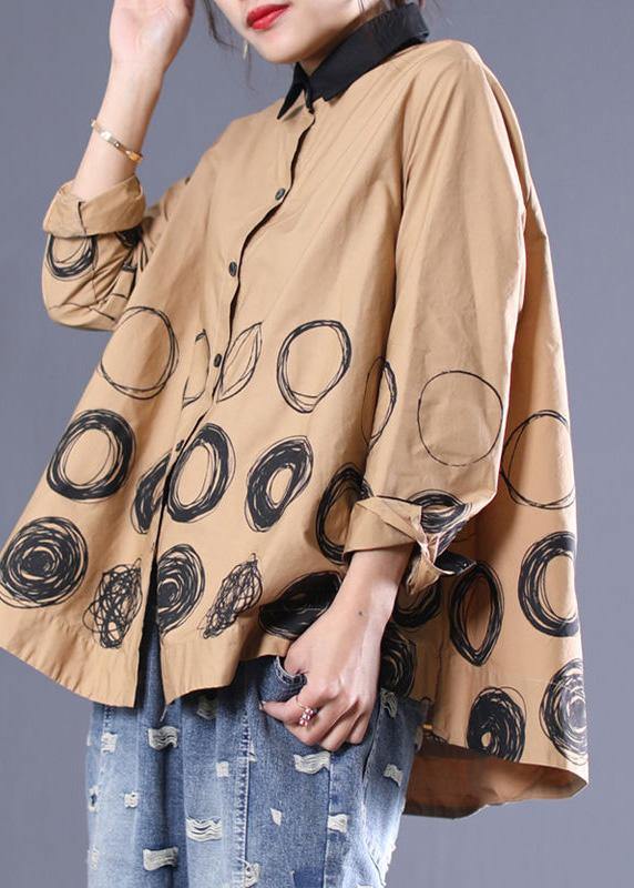 Dam Blusar med Lapel och Prickigt Mönster 1