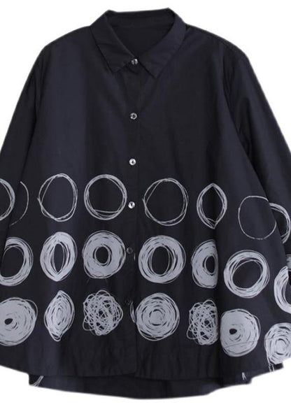 Dam Blusar med Lapel och Prickigt Mönster 4