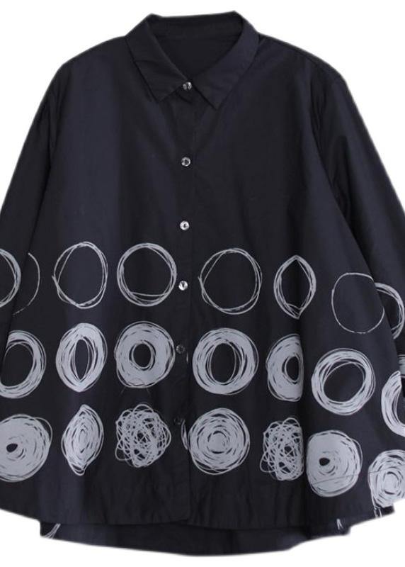 Dam Blusar med Lapel och Prickigt Mönster 4