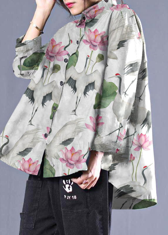 Dam Blusar med Lapel och Prickigt Mönster 9