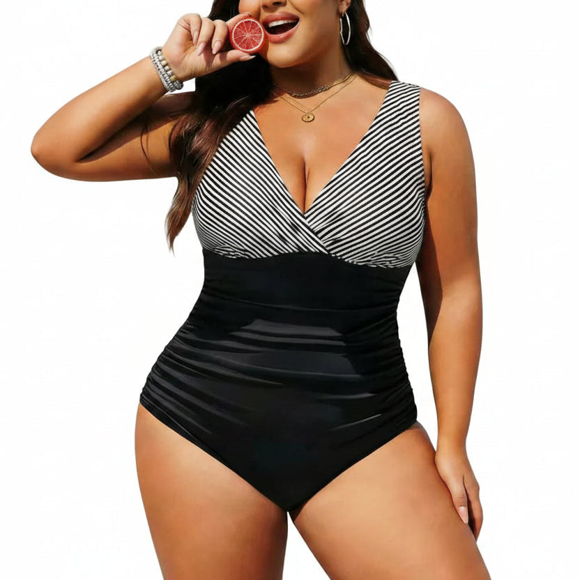 Dam Bodysuit Randig V-ringad Stilren 0