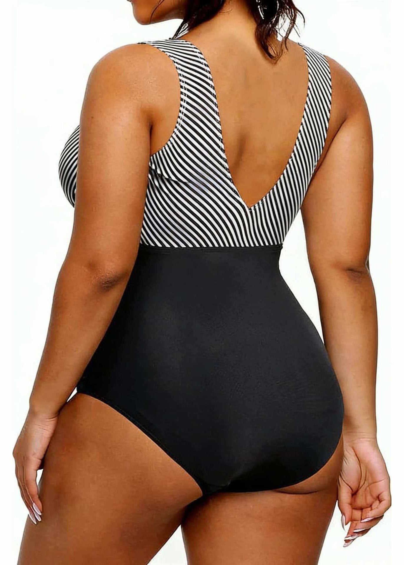 Dam Bodysuit Randig V-ringad Stilren 4