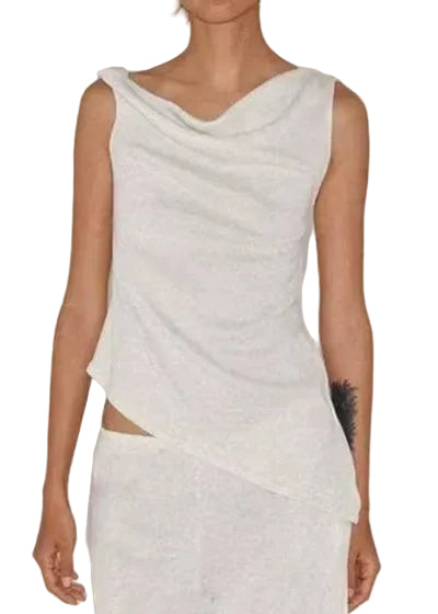 Dam Bomullsskjorta Asymmetrisk Casual 0